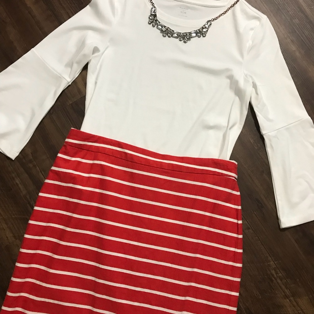 White, bell-sleeved top